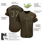 Personalized Olive Camo-Black Authentic Salute To Service Baseball Jersey Team Custom Name and Number