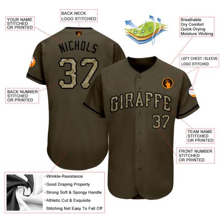 Personalized Olive Camo-Black Authentic Salute To Service Softball Jersey
