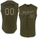 Personalized Olive Camo-Black Authentic Sleeveless Salute To Service Baseball Jersey