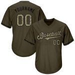 Personalized Olive Camo-Black Authentic Throwback Rib-Knit Salute To Service Baseball Jersey Shirt Team Custom Name and Number