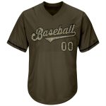 Personalized Olive Camo-Black Authentic Throwback Rib-Knit Salute To Service Baseball Jersey Shirt Team Custom Name and Number