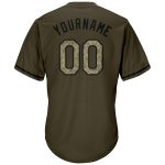 Personalized Olive Camo-Black Authentic Throwback Rib-Knit Salute To Service Baseball Jersey Shirt Team Custom Name and Number