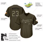 Personalized Olive Camo-Black Authentic Throwback Rib-Knit Salute To Service Baseball Jersey Shirt Team Custom Name and Number