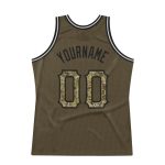 Personalized Olive Camo-Black Authentic Throwback Salute To Service Basketball Jersey