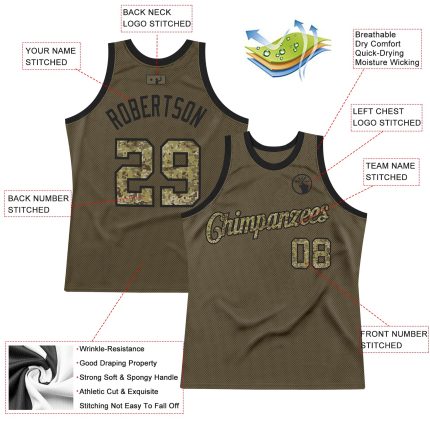 Personalized Olive Camo-Black Authentic Throwback Salute To Service Basketball Jersey Team Custom Name and Number
