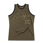 Personalized Olive Camo-Black Authentic Throwback Salute To Service Basketball Jersey Team Custom Name and Number
