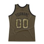 Personalized Olive Camo-Black Authentic Throwback Salute To Service Basketball Jersey Team Custom Name and Number