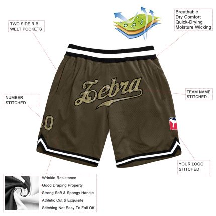 Personalized Olive Camo-Black Authentic Throwback Salute To Service Basketball Shorts
