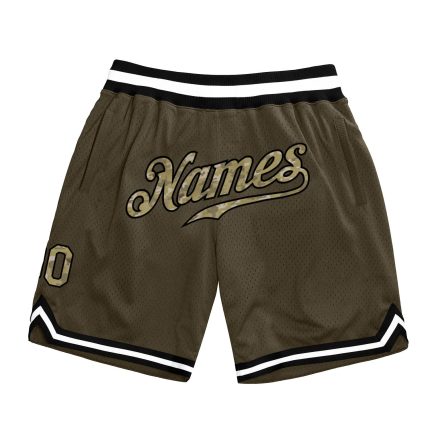 Personalized Olive Camo-Black Authentic Throwback Salute To Service Basketball Shorts