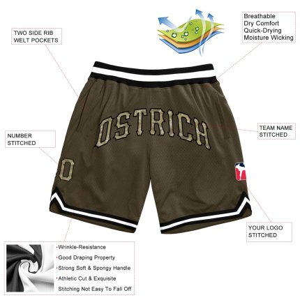 Personalized Olive Camo-Black Authentic Throwback Salute To Service Basketball Shorts Team Custom Name and Number