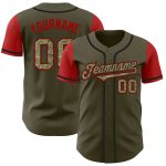 Personalized Olive Camo-Black Authentic Two Tone Salute To Service Baseball Jersey Team Custom Name and Number