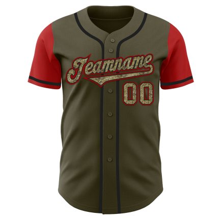 Personalized Olive Camo-Black Authentic Two Tone Salute To Service Baseball Jersey Team Custom Name and Number