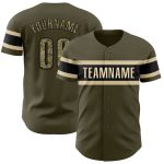 Personalized Olive Camo Black-Cream Authentic Salute To Service Baseball Jersey Team Custom Name and Number