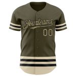 Personalized Olive Camo Black-Cream Line Authentic Salute To Service Baseball Jersey Team Custom Name and Number