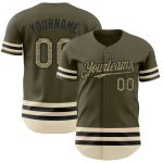 Personalized Olive Camo Black-Cream Line Authentic Salute To Service Baseball Jersey Team Custom Name and Number