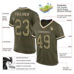 Personalized Olive Camo Black-Cream Mesh Authentic Throwback Salute To Service Football Jersey Team Custom Name and Number
