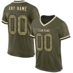 Personalized Olive Camo Black-Cream Mesh Authentic Throwback Salute To Service Football Jersey Team Custom Name and Number