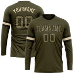 Personalized Olive Camo-Black Long Sleeve Performance Salute To Service T-Shirt Team Custom Name and Number