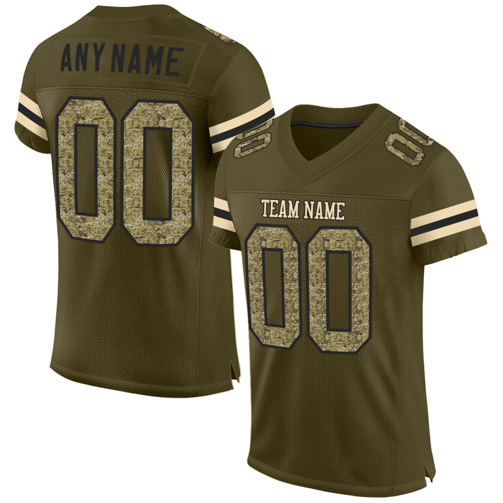 Personalized Olive Camo-Black Mesh Authentic Salute To Service Football Jersey Team Custom Name and Number