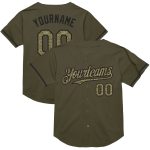 Personalized Olive Camo-Black Mesh Authentic Throwback Salute To Service Baseball Jersey Team Custom Name and Number