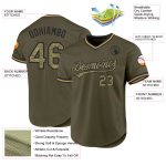 Personalized Olive Camo Black-Old Gold Authentic Throwback Salute To Service Baseball Jersey Team Custom Name and Number