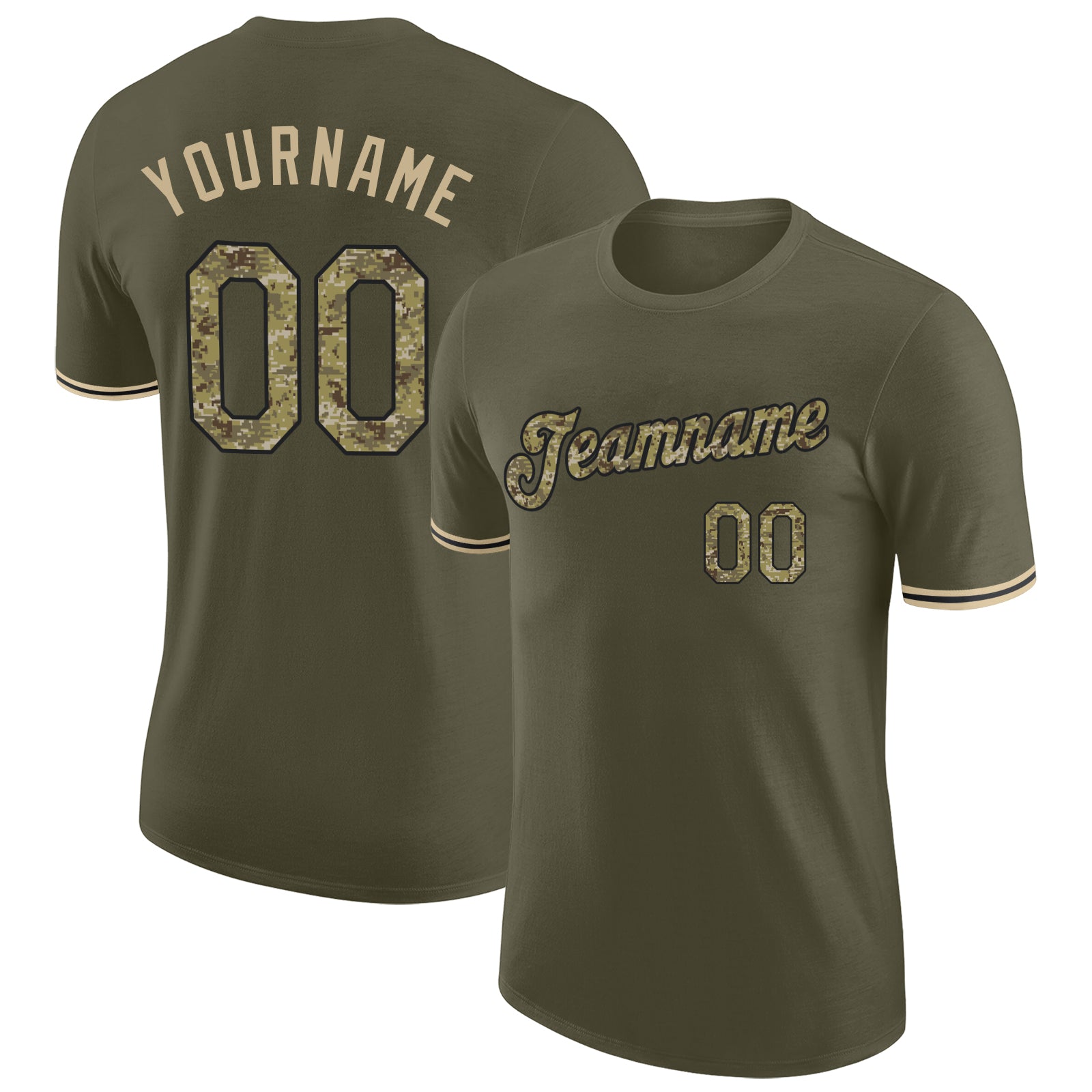 Personalized Olive Camo-Black Performance Salute To Service T-Shirt