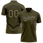 Personalized Olive Camo-Black Performance Vapor Salute To Service Golf Polo Shirt Team Custom Name and Number