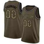 Personalized Olive Camo-Black Round Neck Rib-Knit Salute To Service Basketball Jersey