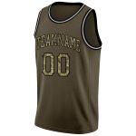Personalized Olive Camo-Black Round Neck Rib-Knit Salute To Service Basketball Jersey