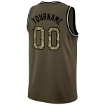 Personalized Olive Camo-Black Round Neck Rib-Knit Salute To Service Basketball Jersey
