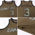 Personalized Olive Camo-Black Round Neck Rib-Knit Salute To Service Basketball Jersey Team Custom Name and Number