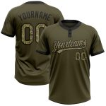 Personalized Olive Camo-Black Salute To Service Two-Button Unisex Softball Jersey Team Custom Name and Number