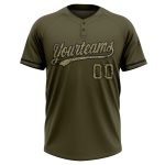 Personalized Olive Camo-Black Salute To Service Two-Button Unisex Softball Jersey