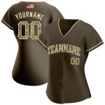 Personalized Olive Camo-City Cream Authentic American Flag Fashion Salute To Service Baseball Jersey Team Custom Name and Number