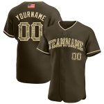 Personalized Olive Camo-City Cream Authentic American Flag Fashion Salute To Service Baseball Jersey Team Custom Name and Number