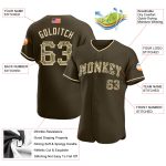 Personalized Olive Camo-City Cream Authentic American Flag Fashion Salute To Service Baseball Jersey Team Custom Name and Number
