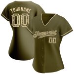 Personalized Olive Camo-City Cream Authentic Salute To Service Baseball Jersey Team Custom Name and Number