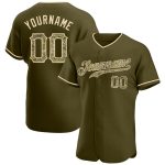 Personalized Olive Camo-City Cream Authentic Salute To Service Baseball Jersey Team Custom Name and Number