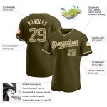 Personalized Olive Camo-City Cream Authentic Salute To Service Baseball Jersey Team Custom Name and Number