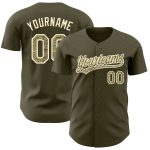 Personalized Olive Camo-Cream Authentic Salute To Service Baseball Jersey Team Custom Name and Number