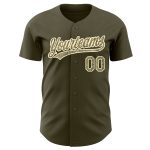 Personalized Olive Camo-Cream Authentic Salute To Service Baseball Jersey Team Custom Name and Number