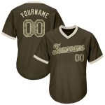 Personalized Olive Camo-Cream Authentic Throwback Rib-Knit Salute To Service Baseball Jersey Shirt Team Custom Name and Number