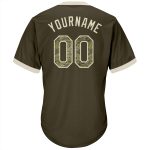 Personalized Olive Camo-Cream Authentic Throwback Rib-Knit Salute To Service Baseball Jersey Shirt Team Custom Name and Number