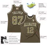 Personalized Olive Camo-Cream Authentic Throwback Salute To Service Basketball Jersey Team Custom Name and Number