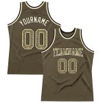 Personalized Olive Camo-Cream Authentic Throwback Salute To Service Basketball Jersey Team Custom Name and Number