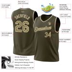 Personalized Olive Camo Cream-Black Authentic Throwback Salute To Service Basketball Jersey Team Custom Name and Number