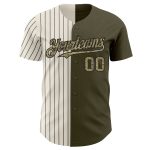 Personalized Olive Camo Cream-Black Pinstripe Authentic Split Fashion Salute To Service Baseball Jersey Team Custom Name and Number