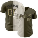 Personalized Olive Camo Cream-Black Pinstripe Authentic Split Fashion Salute To Service Baseball Jersey Team Custom Name and Number
