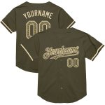Personalized Olive Camo-Cream Mesh Authentic Throwback Salute To Service Baseball Jersey Team Custom Name and Number