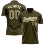 Personalized Olive Camo-Cream Performance Vapor Salute To Service Golf Polo Shirt Team Custom Name and Number